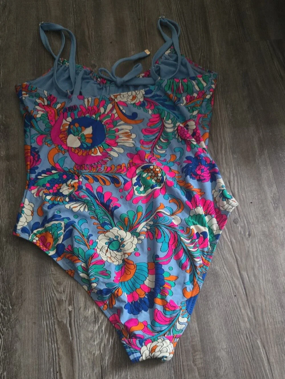 kate spade Blue Floral One-Piece Swimsuit with Multicolor Print